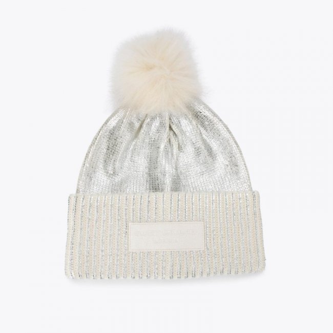 Kurt Geiger Metallic Rib Beanie - Silver | Canada Outlet