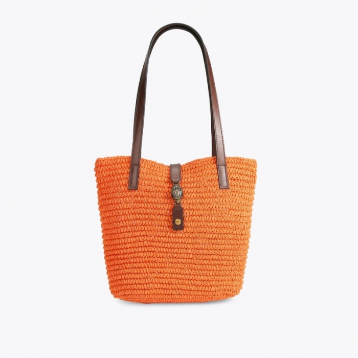 Kurt Geiger Hampton Raffia Tote - Orange | Canada Outlet