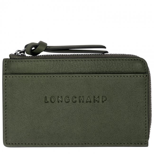 Longchamp Women's 3D Card holder Khaki - Leather | Khaki