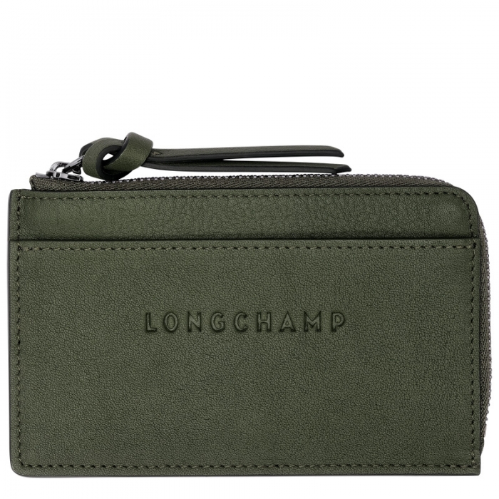 Longchamp Women's 3D Card holder Khaki - Leather | Khaki