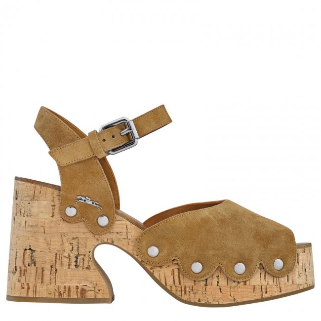 Longchamp Women's La Cigale Sandals Walnut - Leather | Walnut