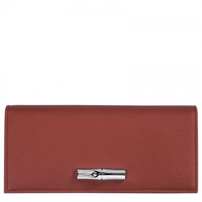 Longchamp Women's Le Roseau Flap wallet Chestnut - Leather | Chestnut