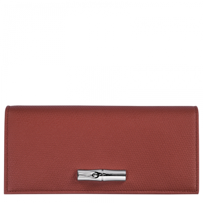 Longchamp Women's Le Roseau Flap wallet Chestnut - Leather | Chestnut