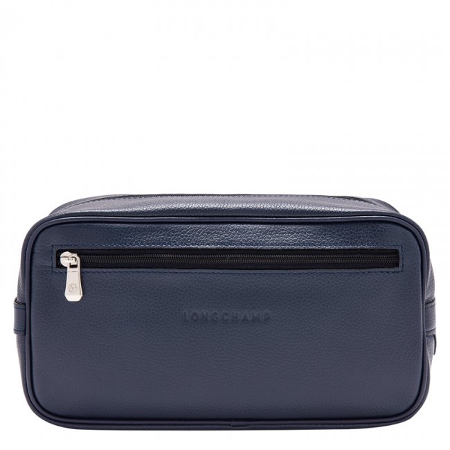 Longchamp Men's Le Foulonné Toiletry case Navy - Leather | Navy