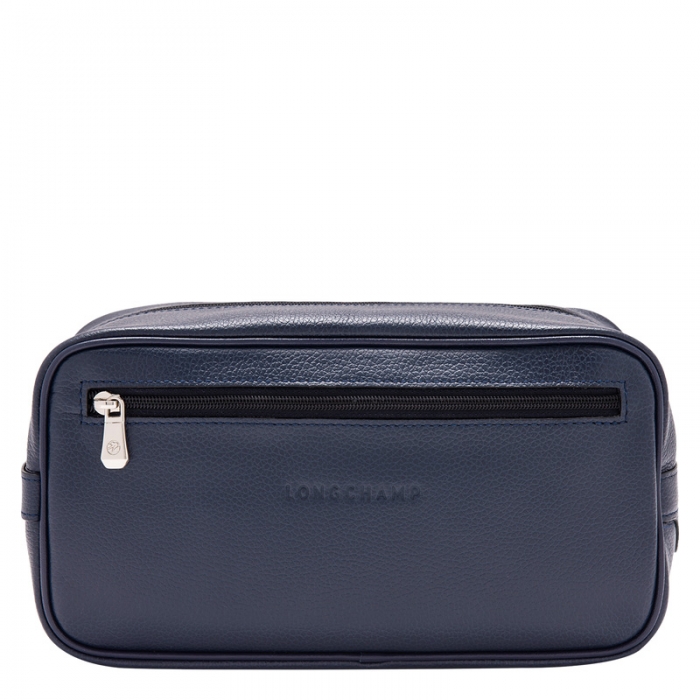 Longchamp Men's Le Foulonné Toiletry case Navy - Leather | Navy