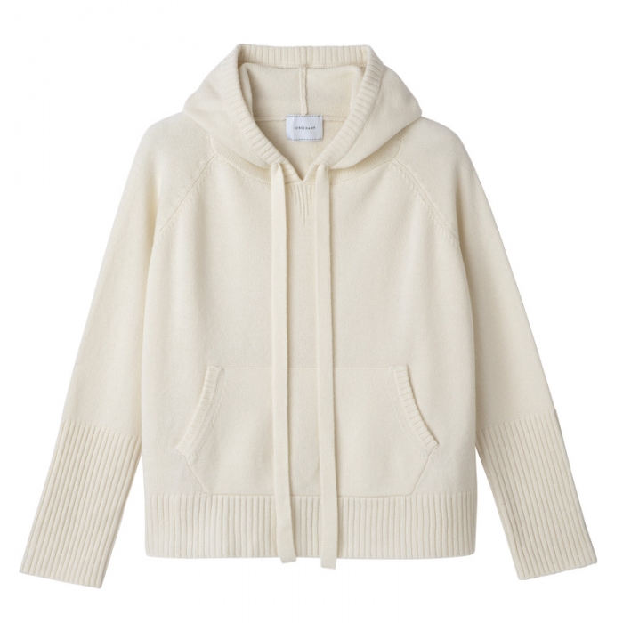 Longchamp Women's Hoodie jumper Ecru - Knit | Ecru