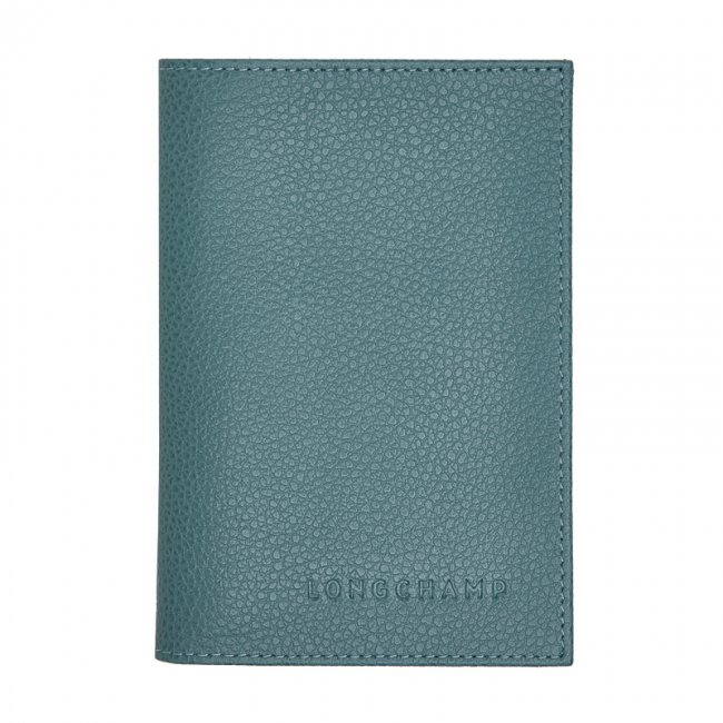 Longchamp Men's Le Foulonné Passport cover Eucalyptus - Leather | Eucalyptus
