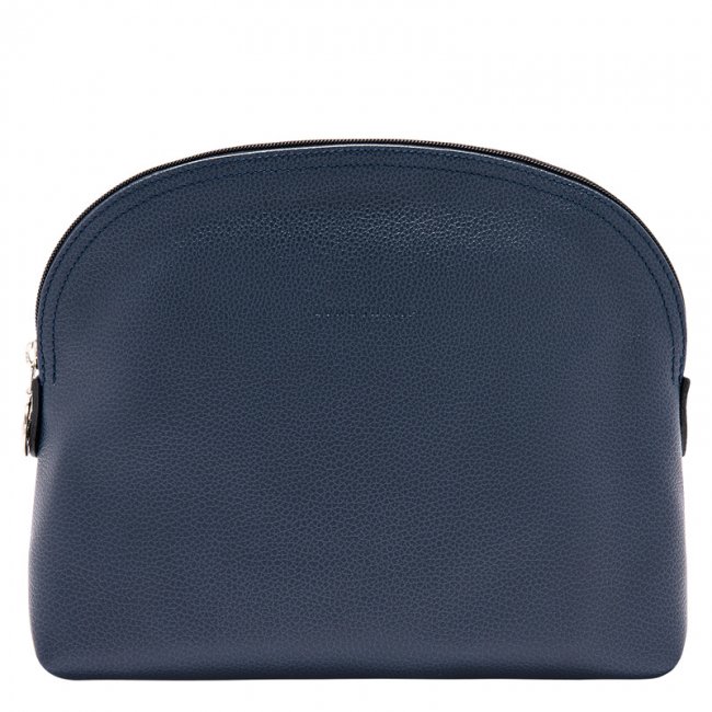 Longchamp Women's Le Foulonné Toiletry case Navy - Leather | Navy