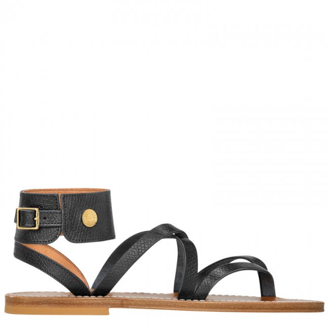 Longchamp Women's x K.Jacques Sandals Black - Leather | Black