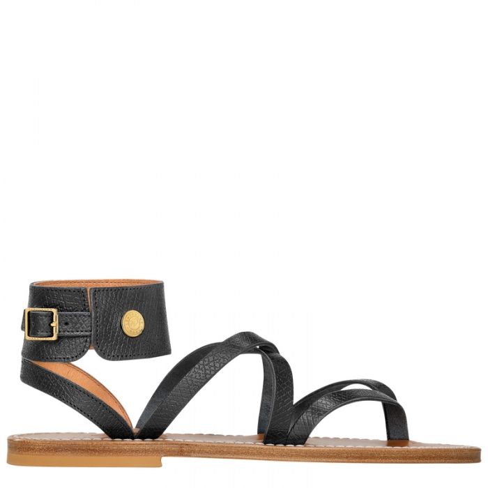 Longchamp Women's x K.Jacques Sandals Black - Leather | Black