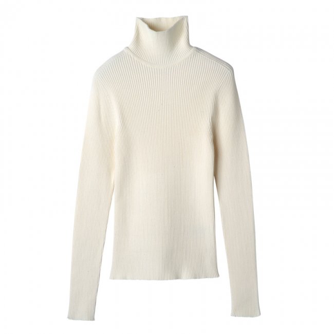 Longchamp Women's High collar fitted jumper Ecru - Knit | Ecru