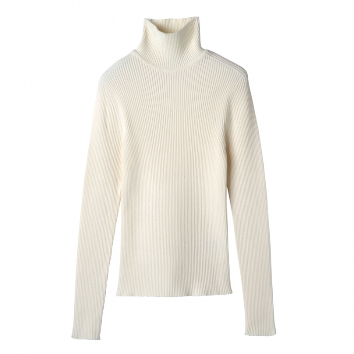 Longchamp Women's High collar fitted jumper Ecru - Knit | Ecru