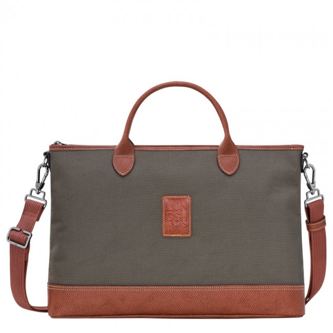 Longchamp Men's Boxford S Briefcase Brown - Recycled canvas | Brown