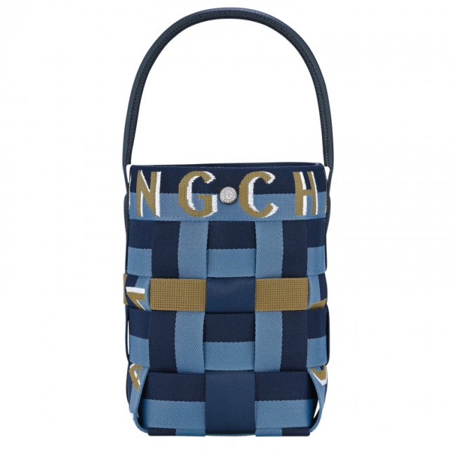 Longchamp Women's Re-Play XS Bucket bag Navy/Thunderstorm - Canvas | Navy/Thunderstorm