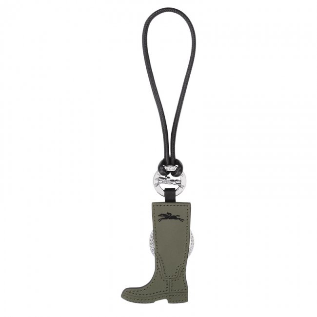 Longchamp Men's Longcharm Keyring Khaki - Leather | Khaki