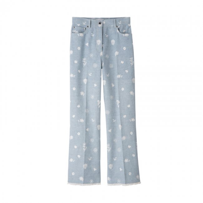 Longchamp Women's Jeans Sky Blue - Embroidered denim | Sky Blue