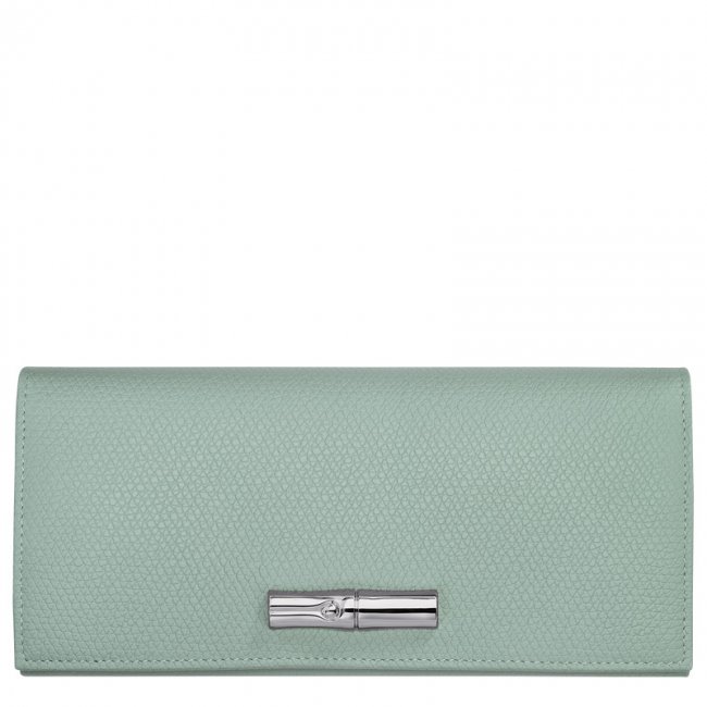 Longchamp Women's Le Roseau Flap wallet Celadon - Leather | Celadon