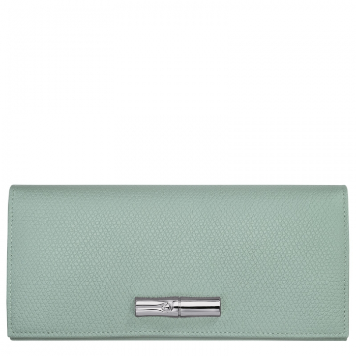 Longchamp Women's Le Roseau Flap wallet Celadon - Leather | Celadon