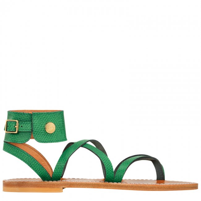 Longchamp Women's x K.Jacques Sandals Green - Leather | Green