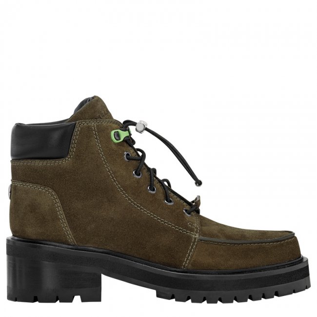 Longchamp Women's La Baroudeuse Low Boots Olive - Leather | Olive