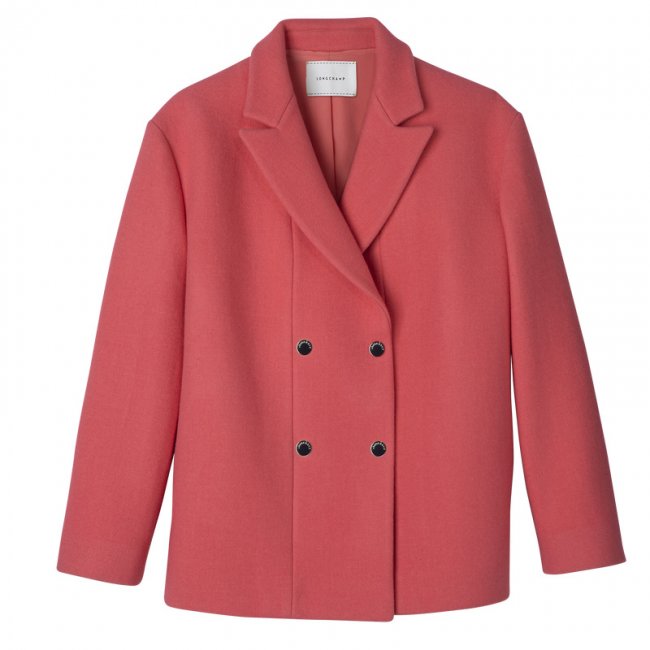 Longchamp Women's Straight peacoat Blush - Wool broadcloth | Blush