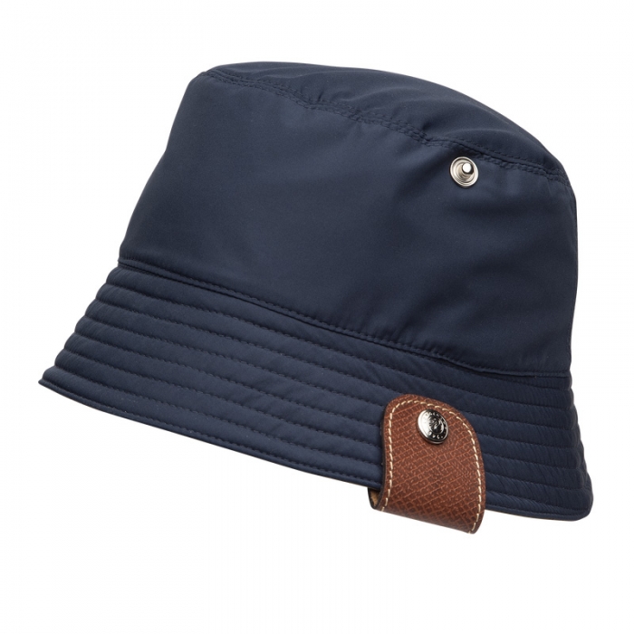 Longchamp Women's Reversible bucket hat Navy/Artichoke - Technical taffeta | Navy/Artichoke