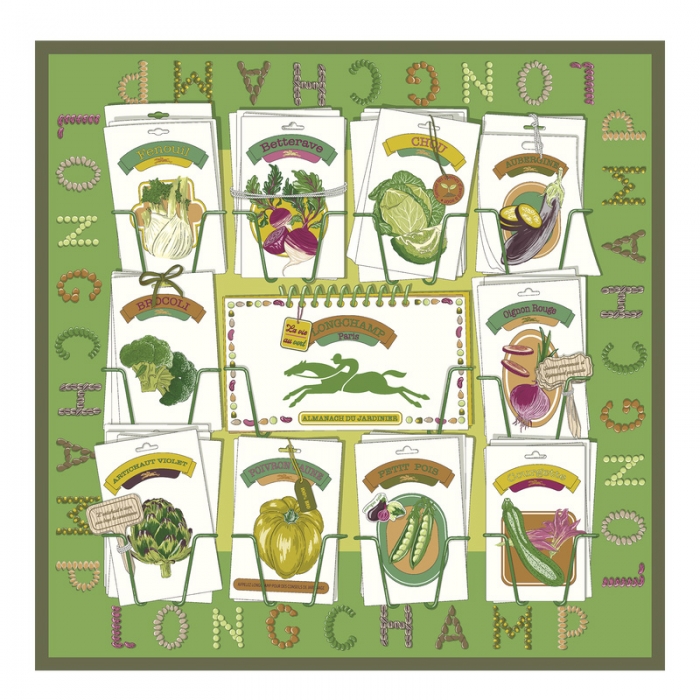 Longchamp Women's In the Vegetable Garden Silk scarf 70 Laurel - OTHER | Laurel