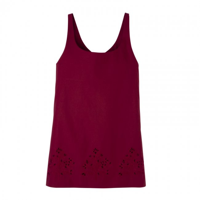 Longchamp Women's Dress Beetroot - Embroidered canvas | Beetroot