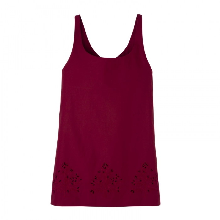 Longchamp Women's Dress Beetroot - Embroidered canvas | Beetroot