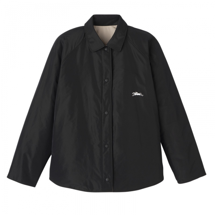 Longchamp Women's Padded blouson Black/Paper - Technical taffeta | Black/Mahogany