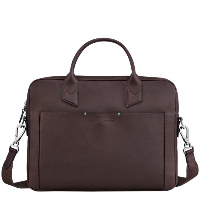 Longchamp Men's sur Seine Briefcase Mocha - Leather | Mocha