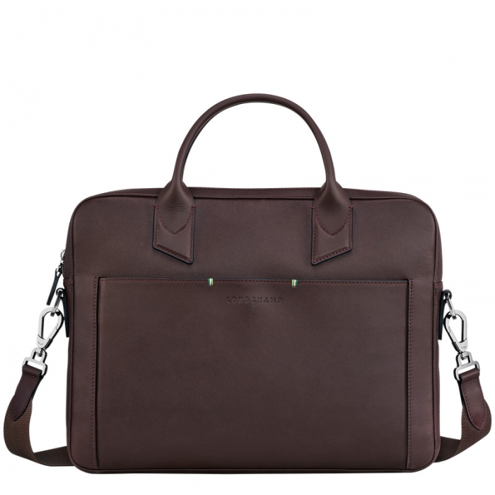 Longchamp Men's sur Seine Briefcase Mocha - Leather | Mocha