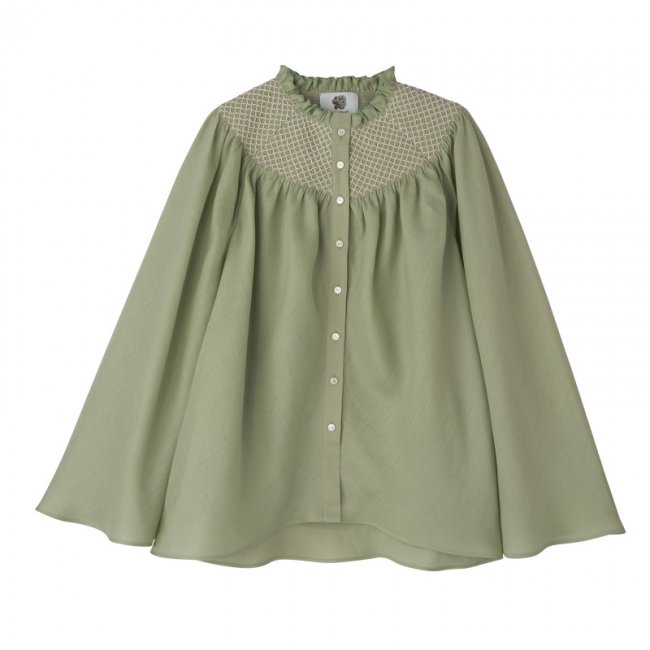 Longchamp Women's Blouse Vervain - Smocked veil | Vervain