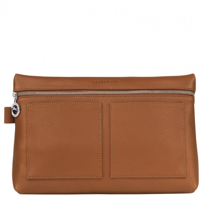 Longchamp Men's Le Foulonné Toiletry case Caramel - Leather | Caramel