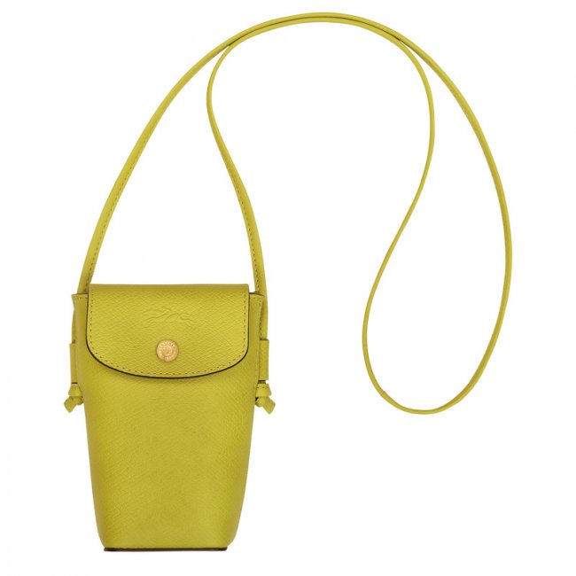 Longchamp Men's Épure Phone case with leather lace Kiwi Green - Leather | Kiwi Green