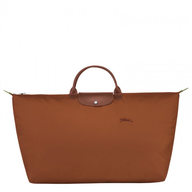 Longchamp Women's Le Pliage Green XL Travel bag Cognac - Recycled canvas | Cognac