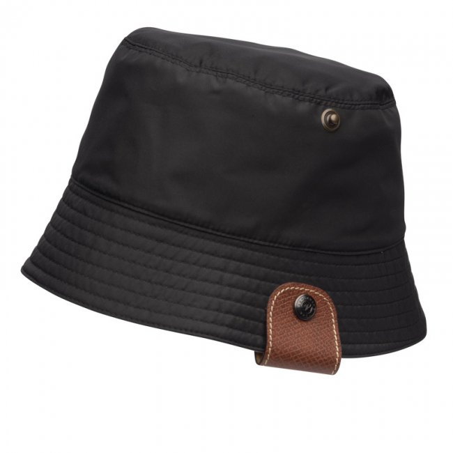 Longchamp Women's Reversible bucket hat Black/Paper - Technical taffeta | Black/Mahogany