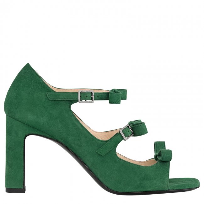 Longchamp Women's La Baronne Sandals Thyme - Leather | Thyme