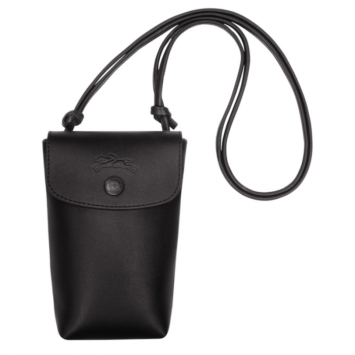 Longchamp Men's Le Pliage Xtra Phone case with leather lace Black - Leather | Black