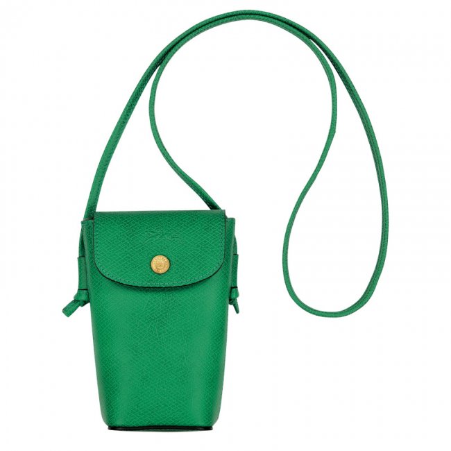 Longchamp Men's Épure Phone case with leather lace Green - Leather | Green