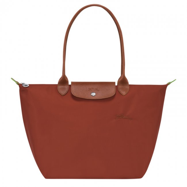 Longchamp Women's Le Pliage Green L Tote bag Chestnut - Recycled canvas | Chestnut