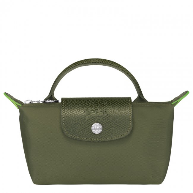 Longchamp Women's Le Pliage Green Pouch with handle Forest - Recycled canvas | Forest