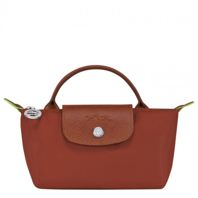 Longchamp Men's Le Pliage Green Pouch with handle Chestnut - Recycled canvas | Chestnut