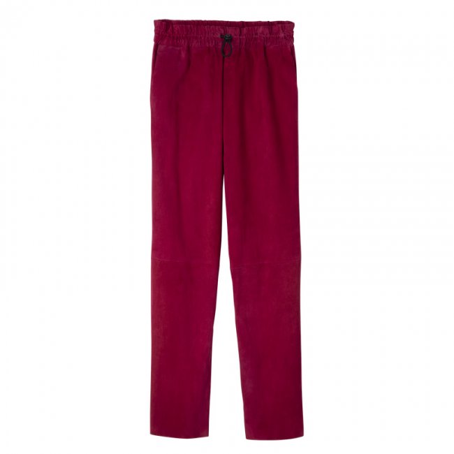 Longchamp Women's Leather straight pants Beetroot - Leather | Beetroot
