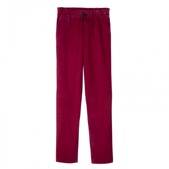 Longchamp Women's Leather straight pants Beetroot - Leather | Beetroot