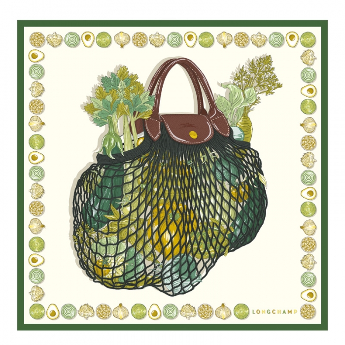 Longchamp Women's The Gourmet Mesh bag Silk scarf 70 Laurel - OTHER | Laurel