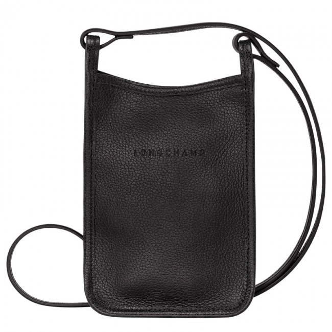 Longchamp Men's Le Foulonné Phone case Black - Leather | Black