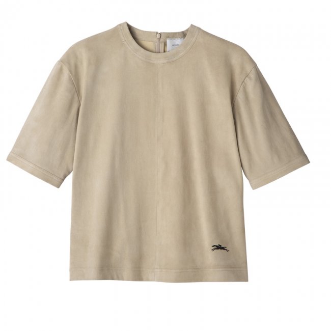 Longchamp Women's Short leather top Linen - Leather | Linen