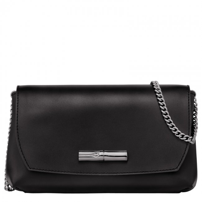 Longchamp Women's Le Roseau Clutch Black - Leather | Black