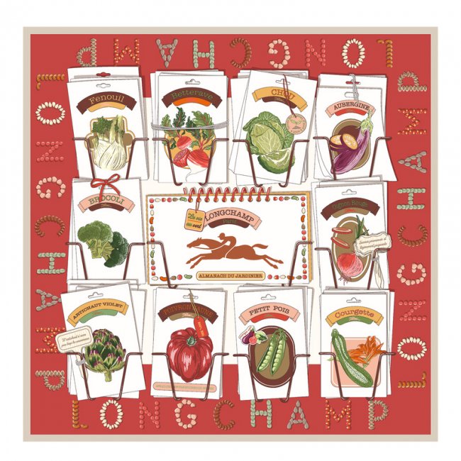 Longchamp Women's In the Vegetable Garden Silk scarf 70 Tomato - OTHER | Tomato